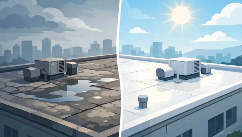 What a Roof Coating Before and After Example Shows