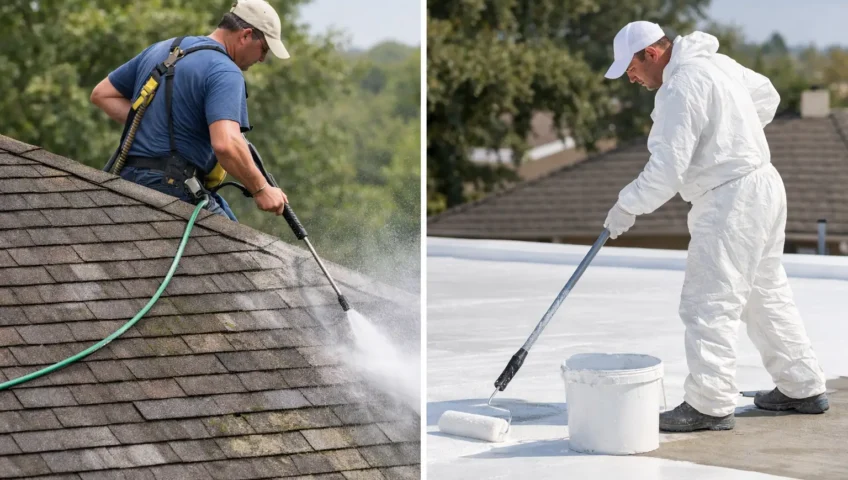 Roof Cleaning Versus Roof Coating Compared